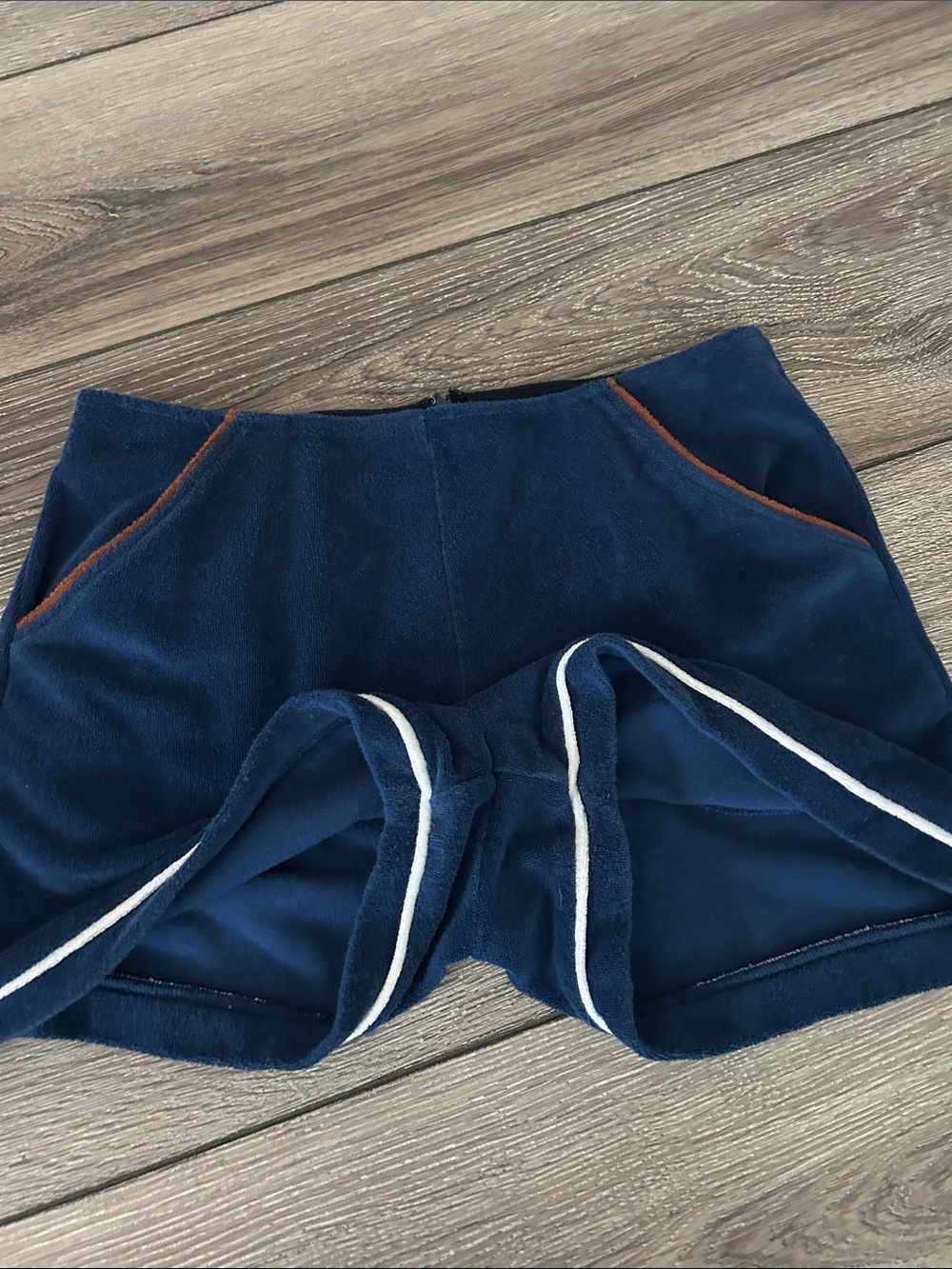 STAUD Navy Shorts with Brown and White Trim - Picture 5 of 5